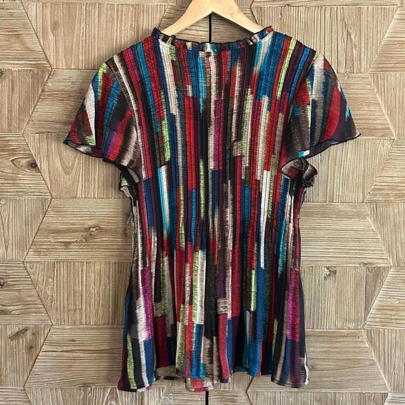 Sunny Leigh Women's Multicolor Striped Top Size PXL Bohemian - Picture 4 of 7